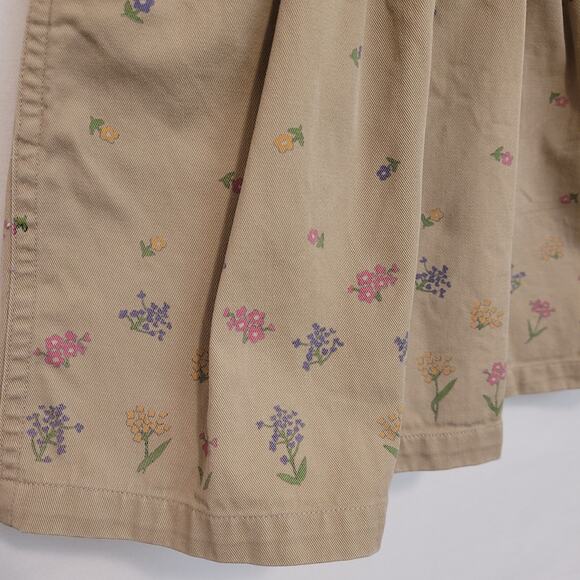 Carter’s Girls 4T Khaki Floral Embroidered Overall Jumper Dress 100% Cotton - Picture 2 of 13